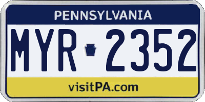 PA license plate MYR2352
