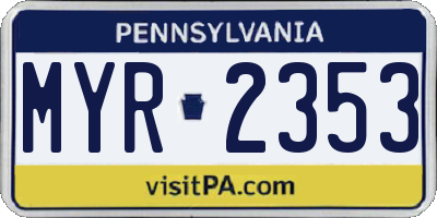 PA license plate MYR2353