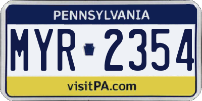 PA license plate MYR2354