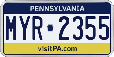 PA license plate MYR2355