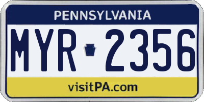 PA license plate MYR2356