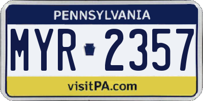 PA license plate MYR2357