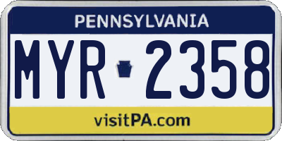 PA license plate MYR2358