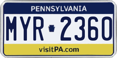 PA license plate MYR2360
