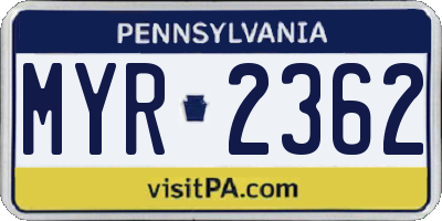 PA license plate MYR2362