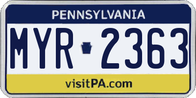 PA license plate MYR2363