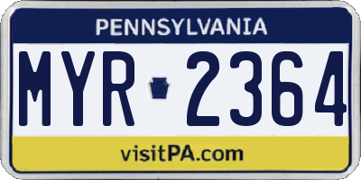 PA license plate MYR2364