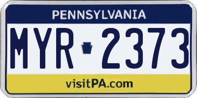 PA license plate MYR2373