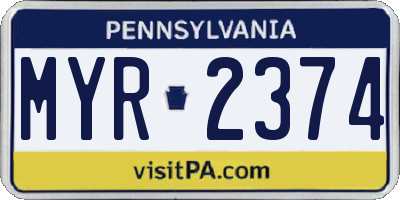 PA license plate MYR2374