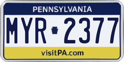 PA license plate MYR2377