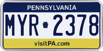 PA license plate MYR2378