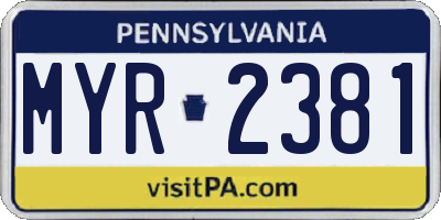 PA license plate MYR2381