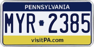 PA license plate MYR2385