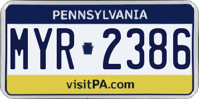 PA license plate MYR2386