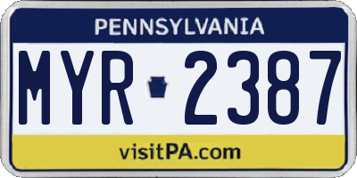 PA license plate MYR2387