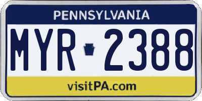 PA license plate MYR2388