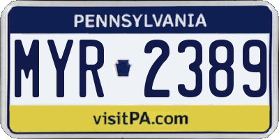 PA license plate MYR2389