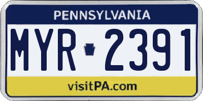 PA license plate MYR2391