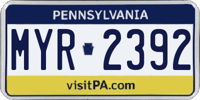 PA license plate MYR2392