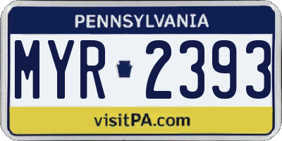 PA license plate MYR2393