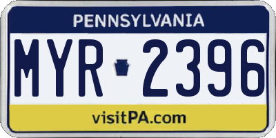 PA license plate MYR2396