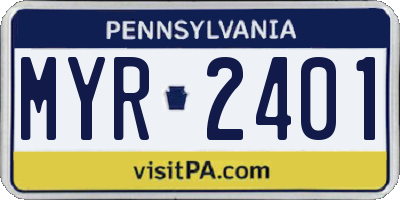 PA license plate MYR2401
