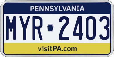 PA license plate MYR2403