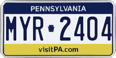 PA license plate MYR2404