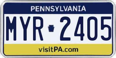 PA license plate MYR2405