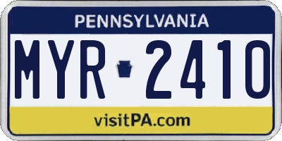 PA license plate MYR2410