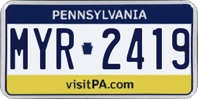 PA license plate MYR2419