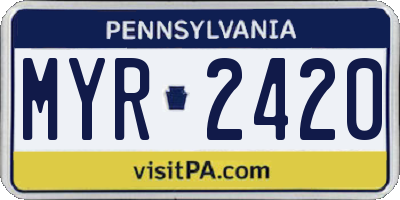 PA license plate MYR2420