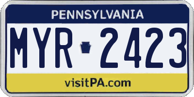 PA license plate MYR2423
