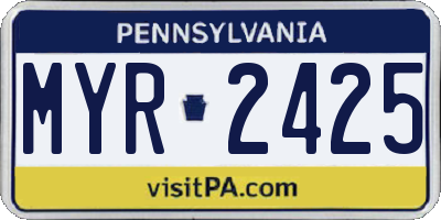 PA license plate MYR2425