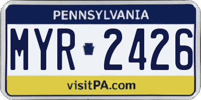PA license plate MYR2426