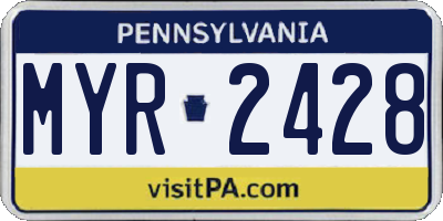 PA license plate MYR2428
