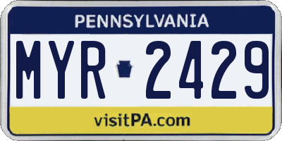 PA license plate MYR2429
