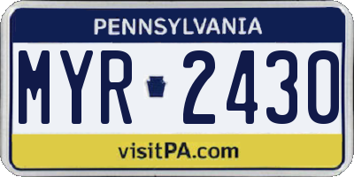 PA license plate MYR2430