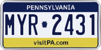 PA license plate MYR2431