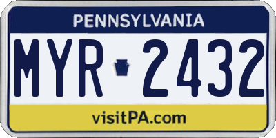 PA license plate MYR2432