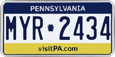 PA license plate MYR2434