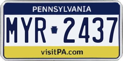 PA license plate MYR2437