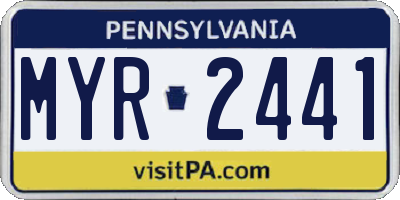 PA license plate MYR2441