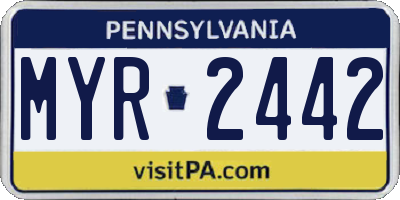 PA license plate MYR2442