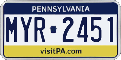 PA license plate MYR2451