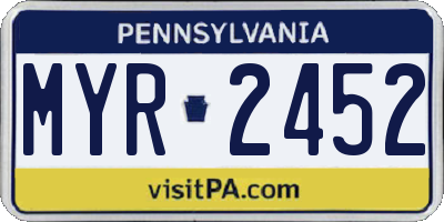 PA license plate MYR2452
