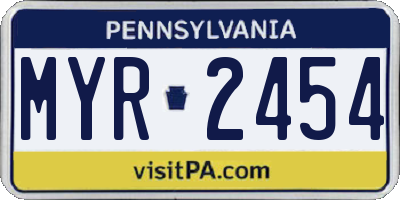 PA license plate MYR2454