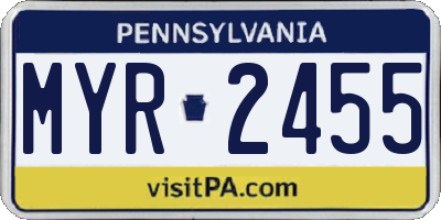 PA license plate MYR2455