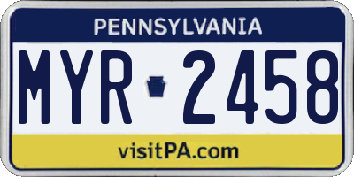PA license plate MYR2458