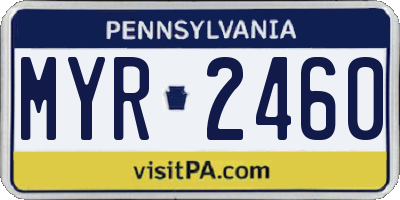 PA license plate MYR2460